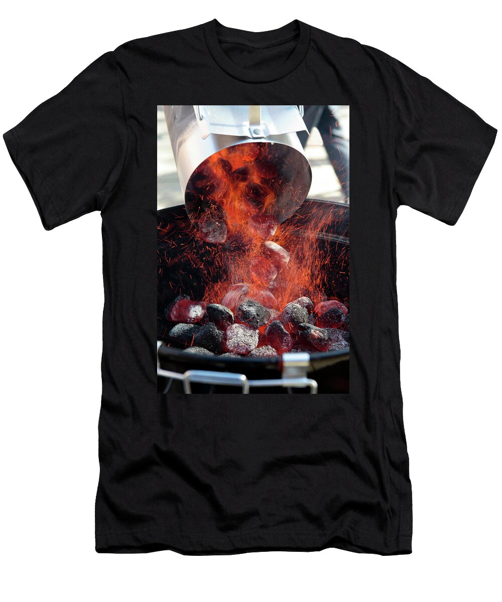Burning Charcoal Is Poured Into a Barbecue Jalag Gtz Wrage T-Shirt