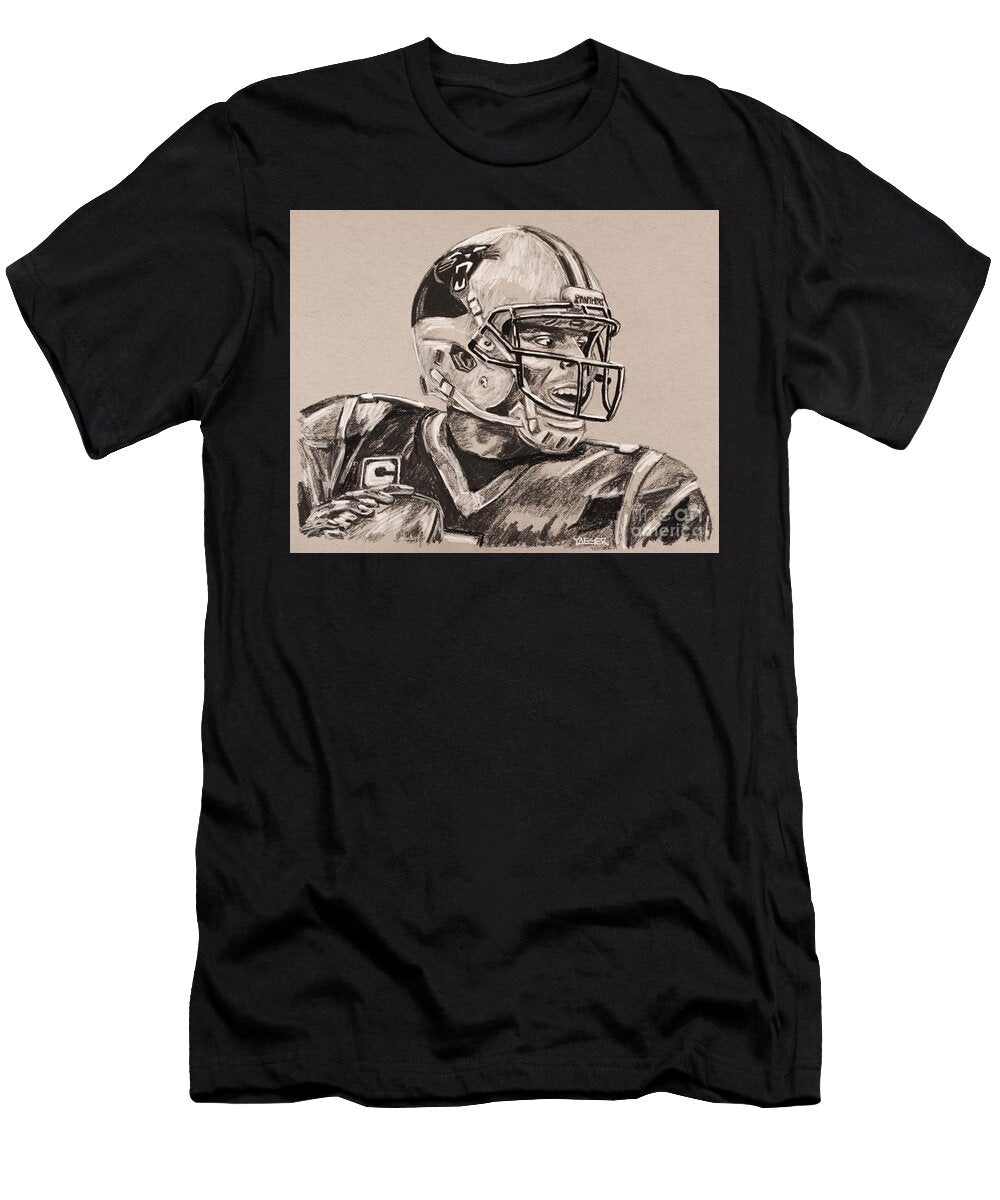 Cam Newton Portrait Robert Yaeger T-Shirt