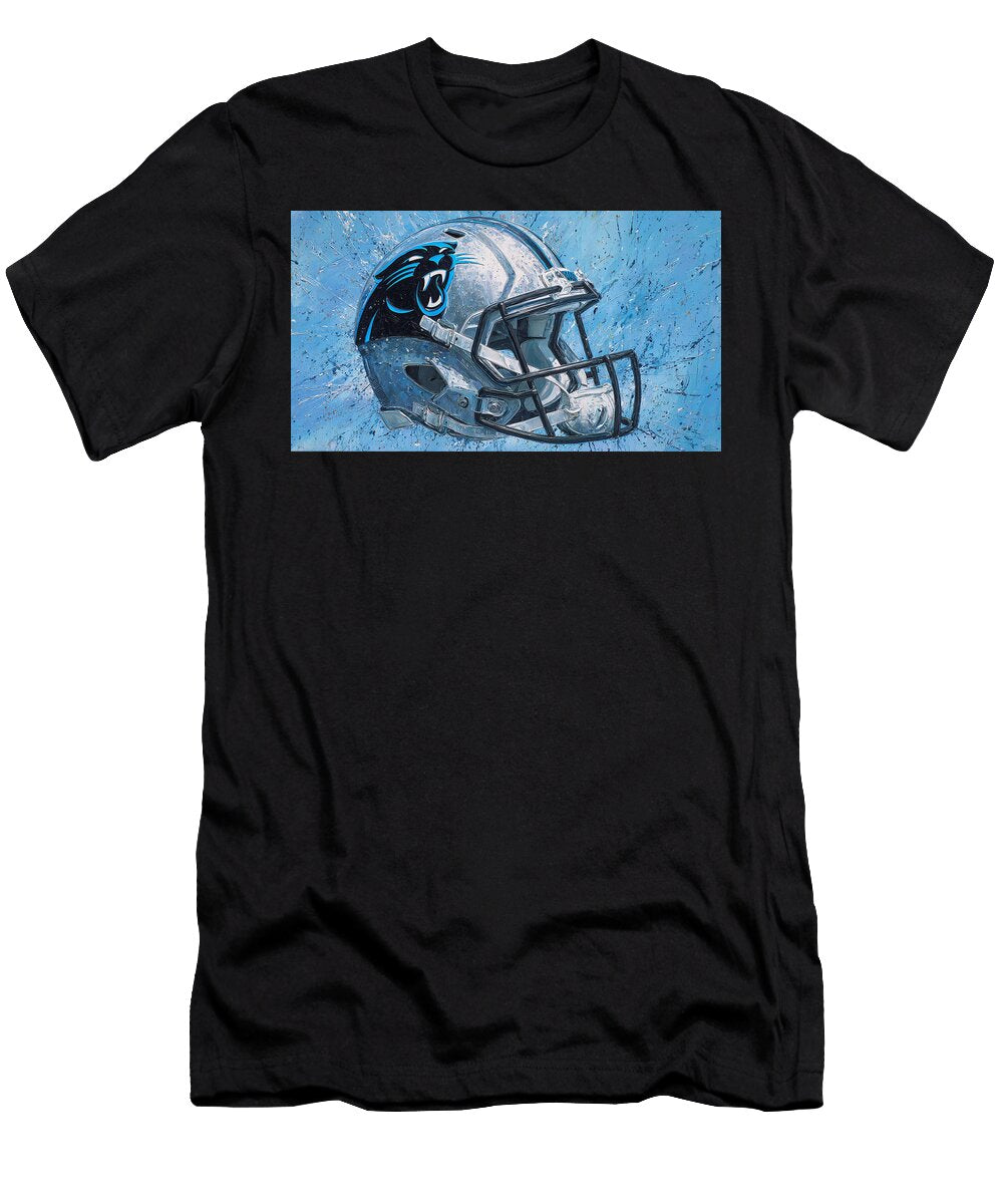 Carolina Panthers Football Helmet Kevin Walker and Pixel Reverie T-Shirt