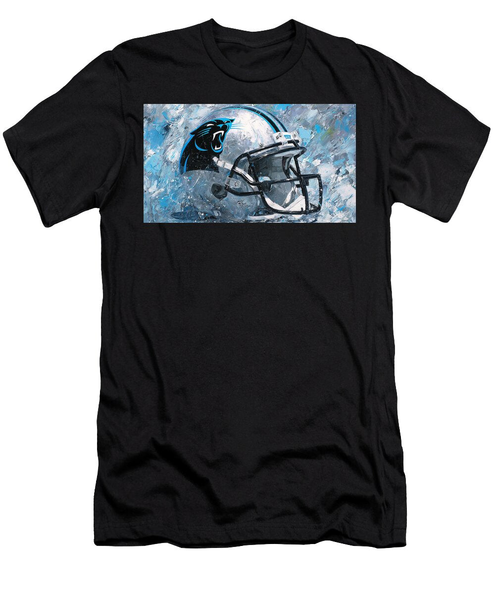 Carolina Panthers Helmet Art Kevin Walker and Pixel Reverie T-Shirt