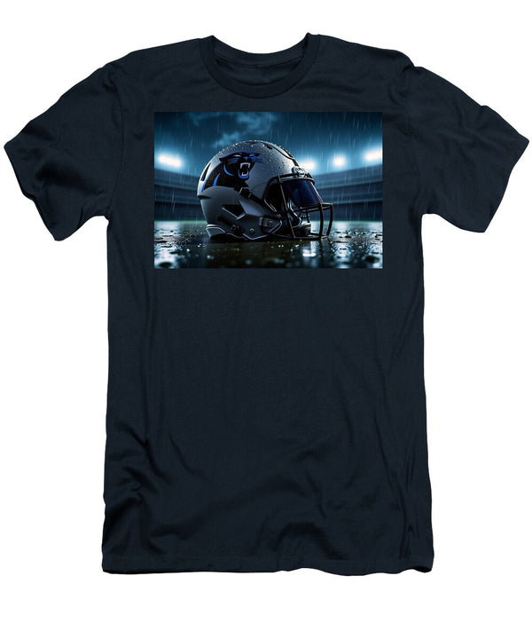 Carolina Panthers Helmet in the Rain Kevin Walker and Pixel Reverie T-Shirt