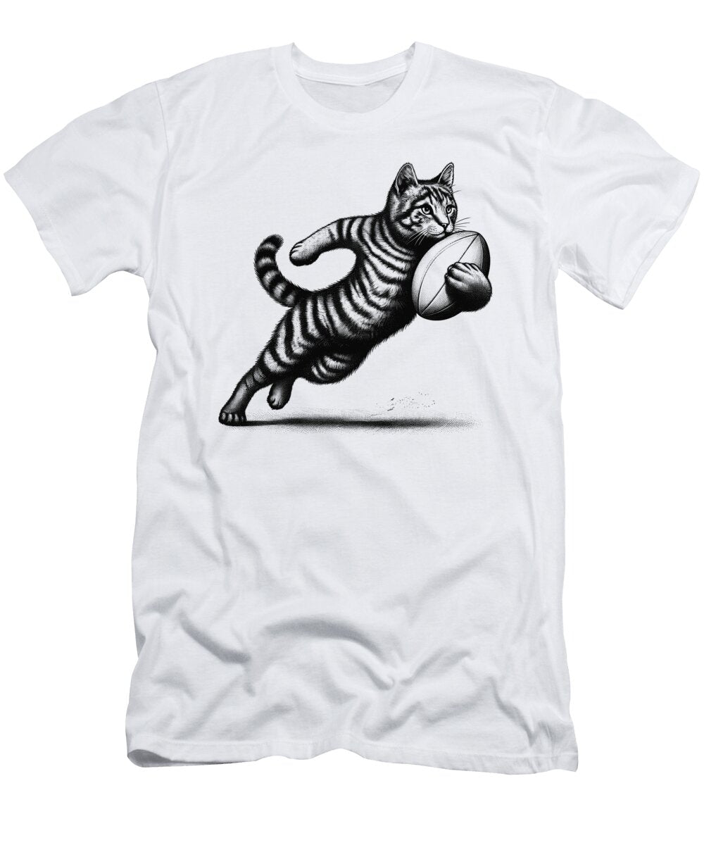 Cat Playing Rugby Job T-Shirt
