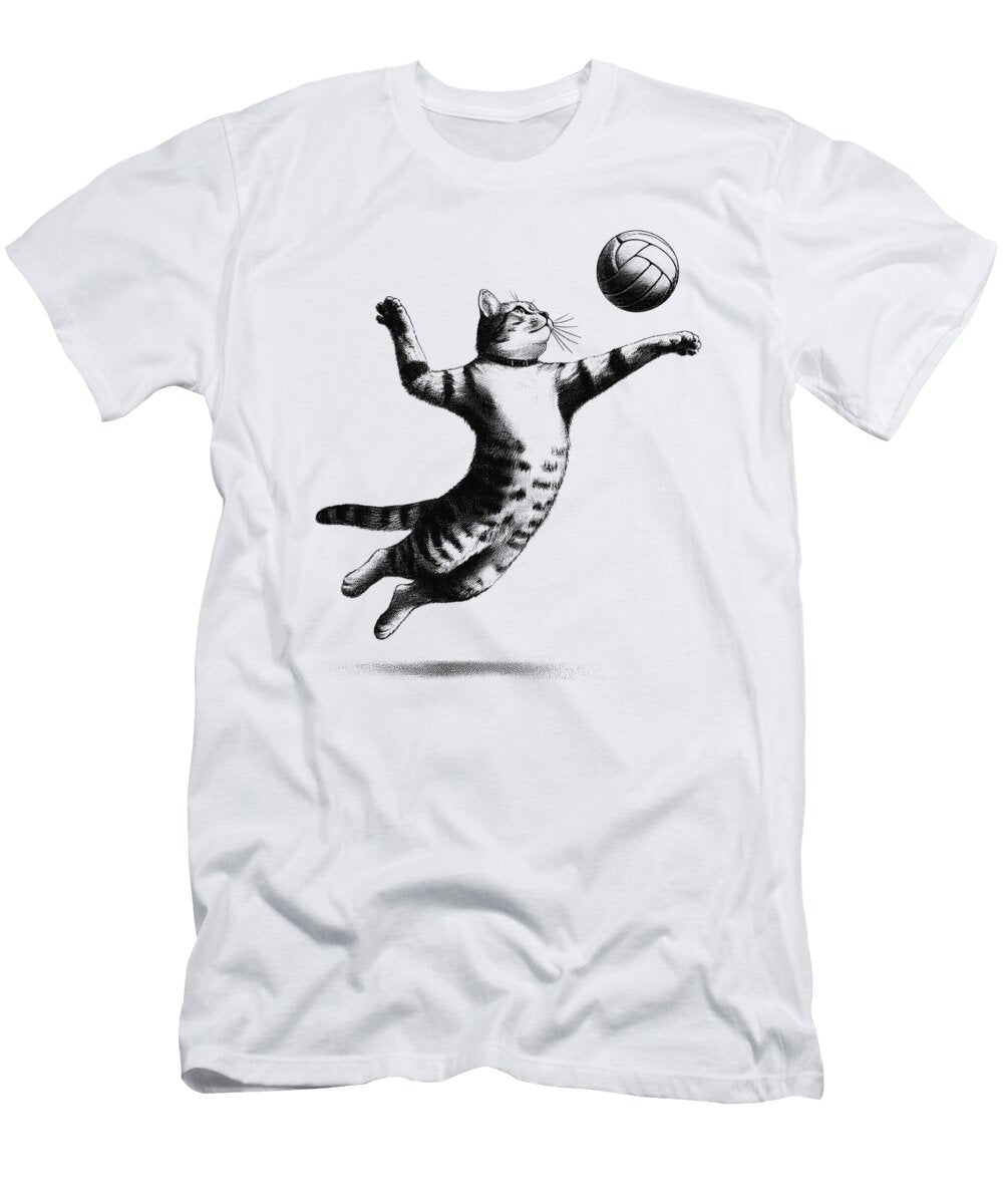 Cat Playing Volleyball Job T-Shirt