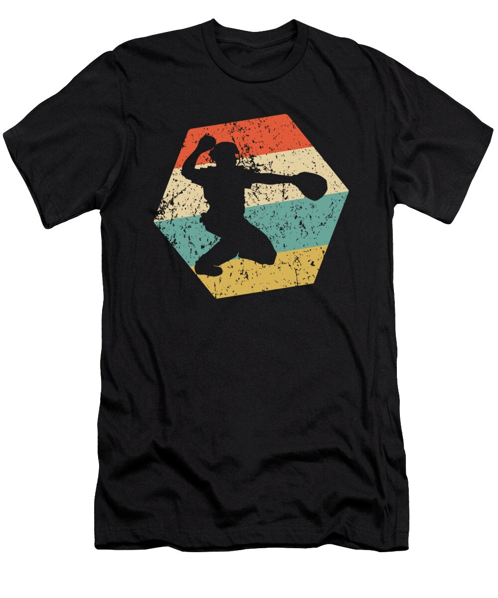Catcher Retro Distressed Hexagon Baseball Kevin Garbes T-Shirt
