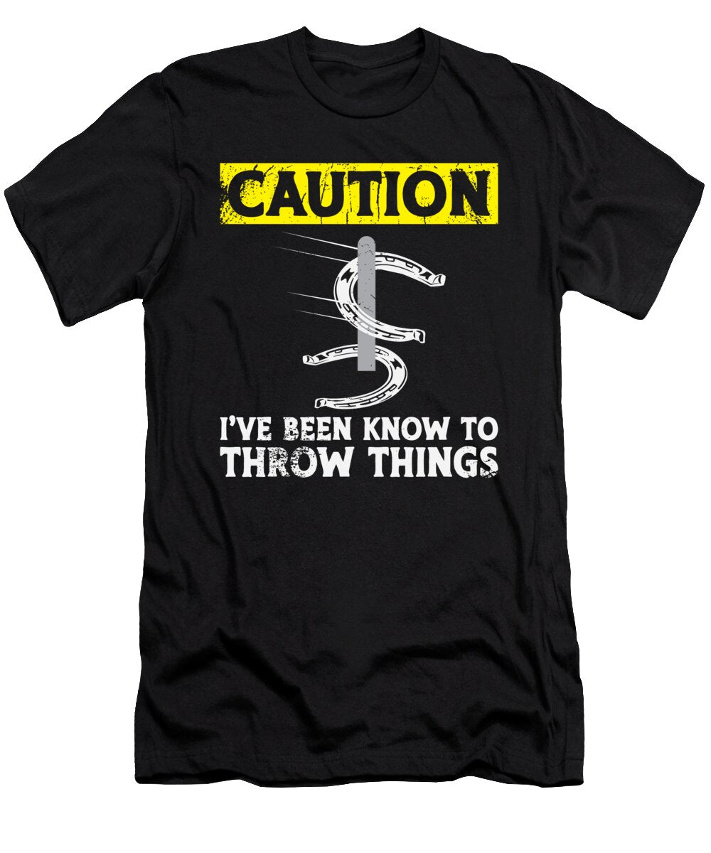 Caution Funny Horseshoe Pitching Me T-Shirt