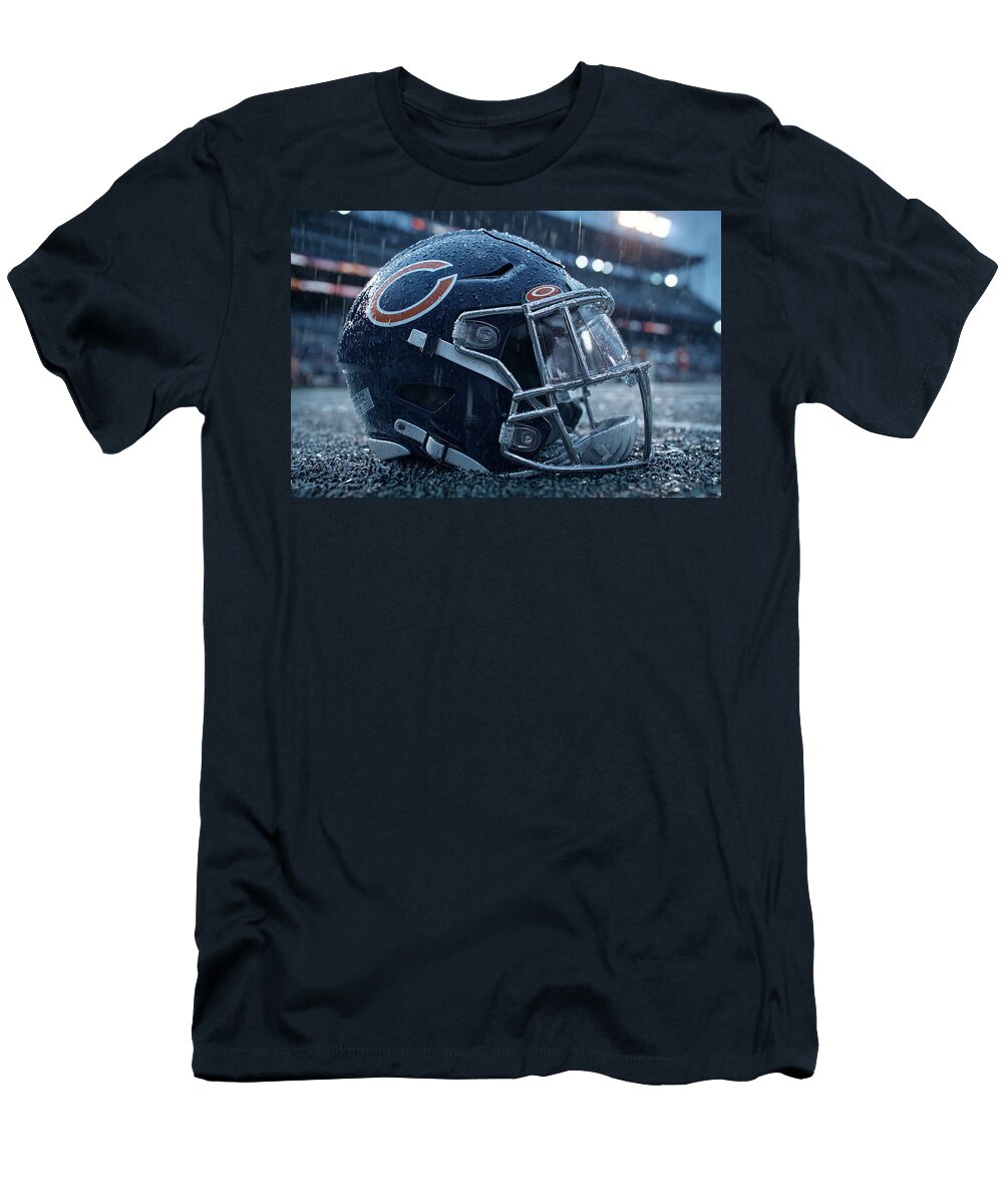 Chicago Bears Football Helmet Kevin Walker and Pixel Reverie T-Shirt