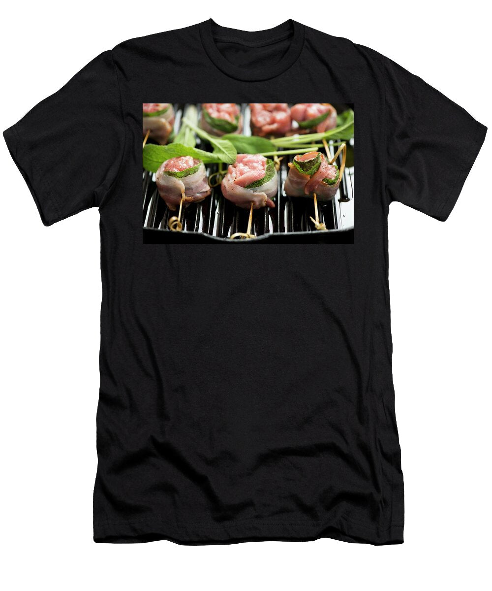Chicken and Sage Skewers on a Grill Manuela Rther T-Shirt