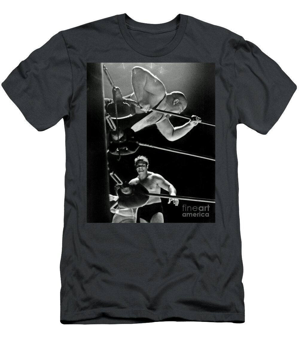 Classic Wrestling Match with Don Muraco Stalking His Opponenthe Ring Jim Fitzpatrick T-Shirt
