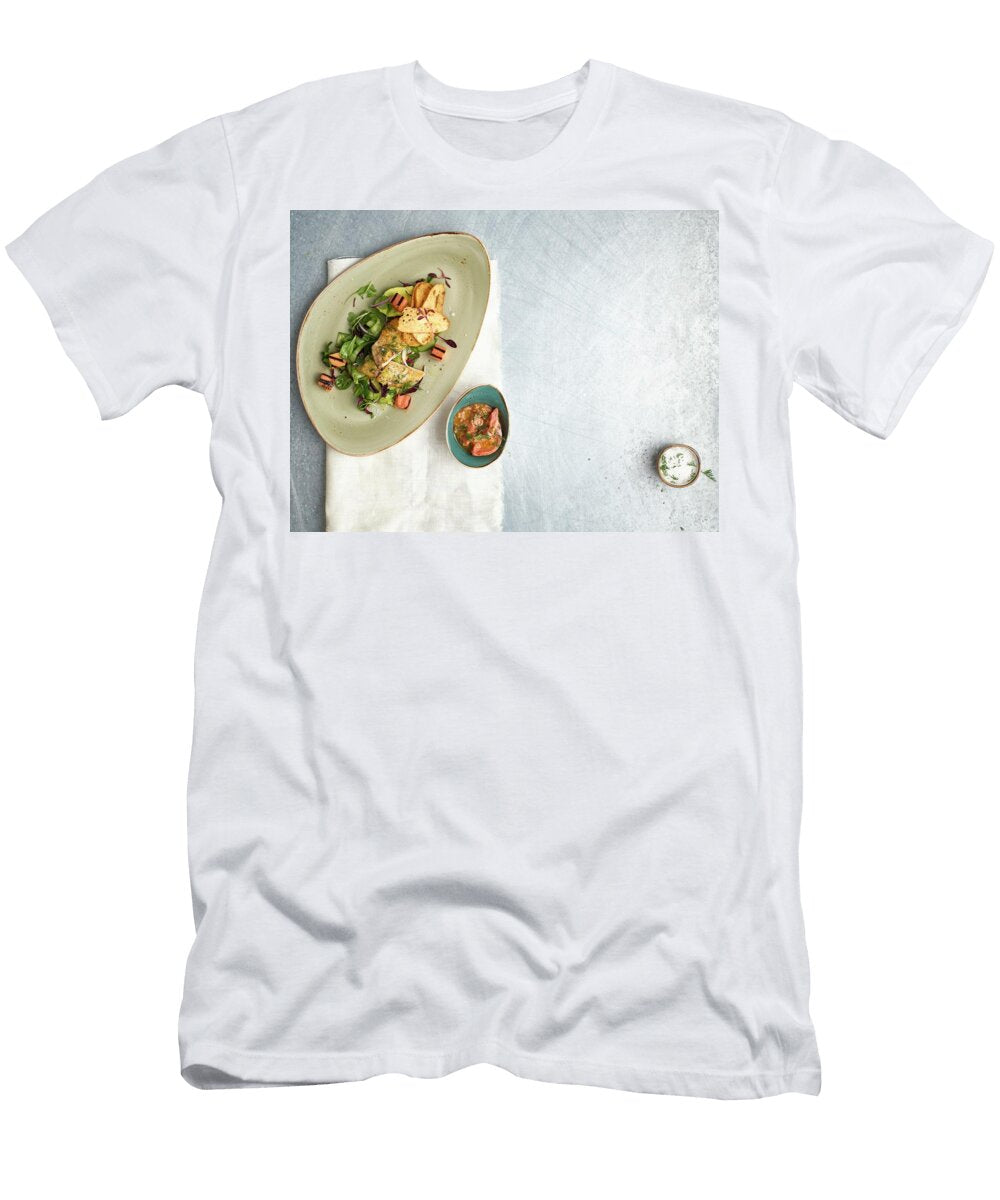 Cod on a Green Salad with Diced Guava and Grilled Bread Great Stock T-Shirt
