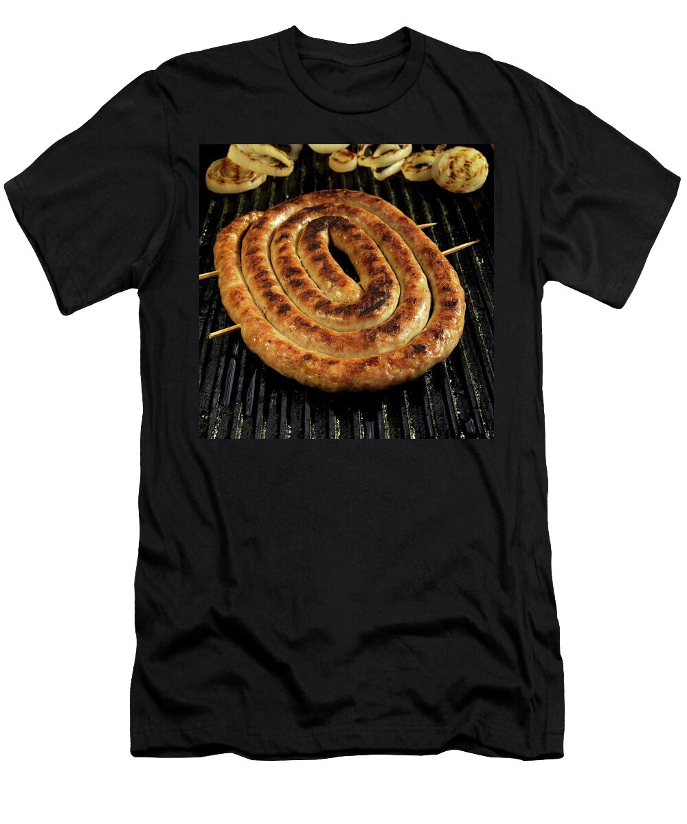 Coil of Italian Sausage on Grill with Onions Paul Poplis T-Shirt