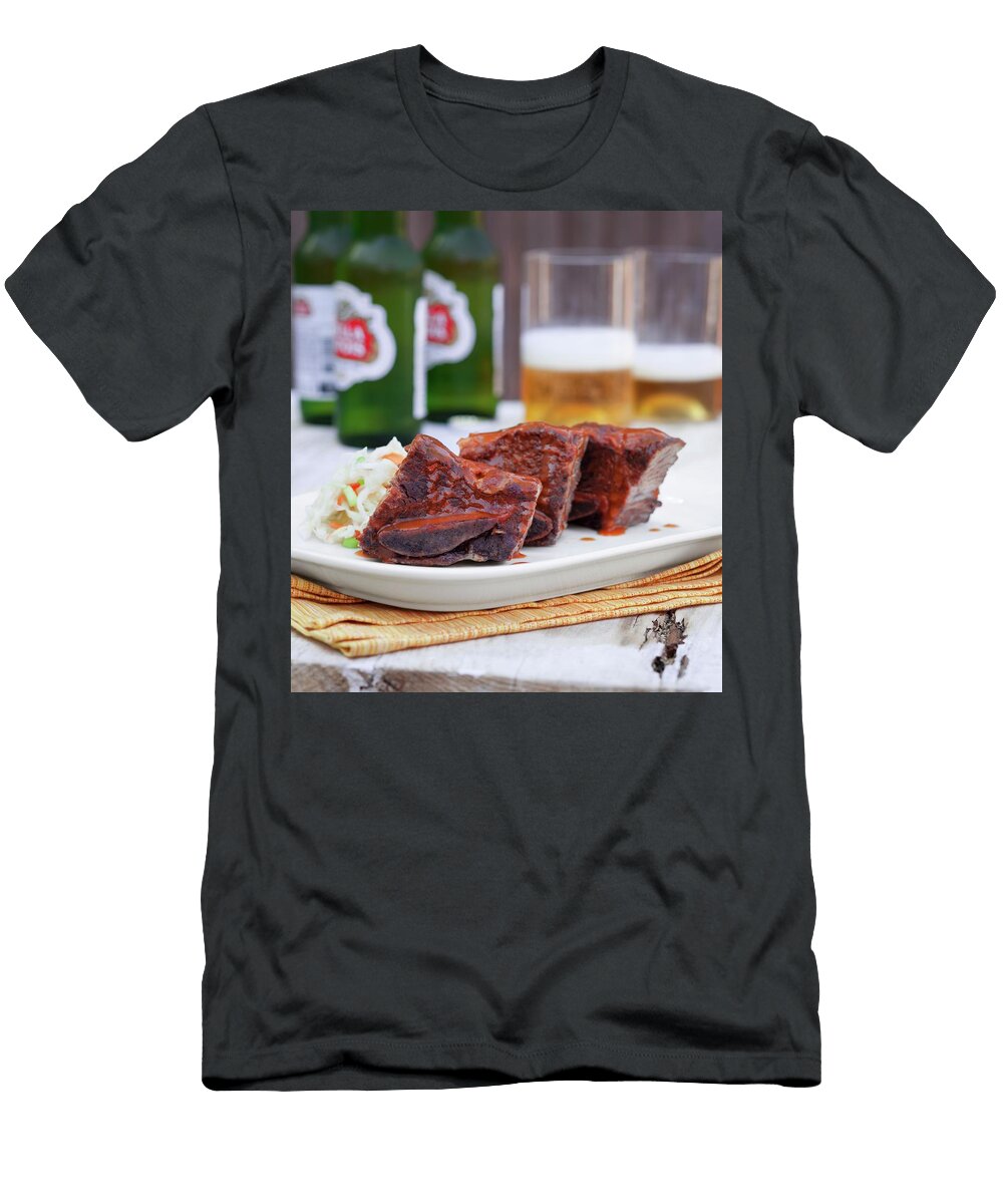 Cola Marinated Beef with Coleslaw and Beer Rene Comet T-Shirt