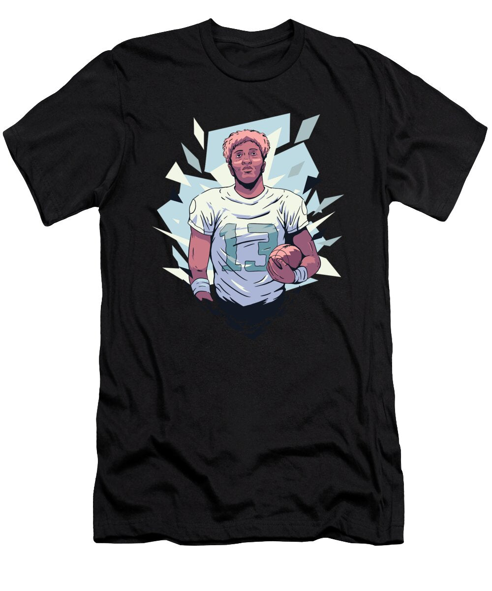 Colored Football Player with Number 13 Licensed Art T-Shirt