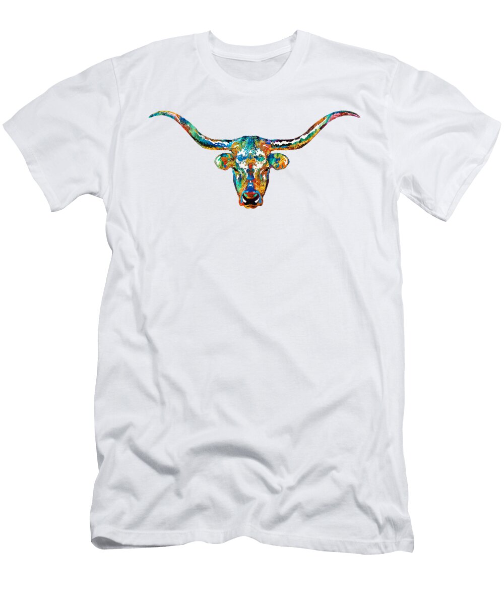 Colorful Longhorn Art By Sharon Cummings Sharon Cummings T-Shirt