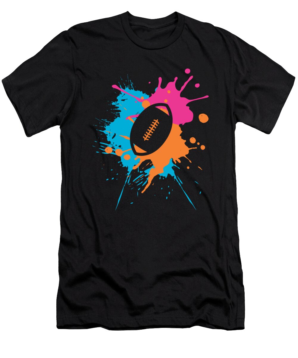 Colorful Rugby Ball American Football Player Gift Thomas Larch T-Shirt