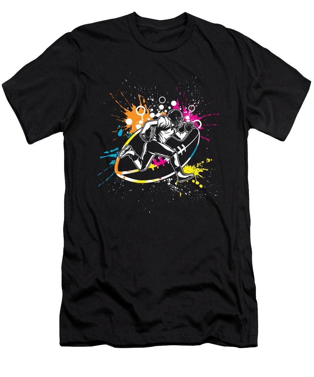 Colorful Rugby Player Rugby Ball American Football Gift Thomas Larch T-Shirt