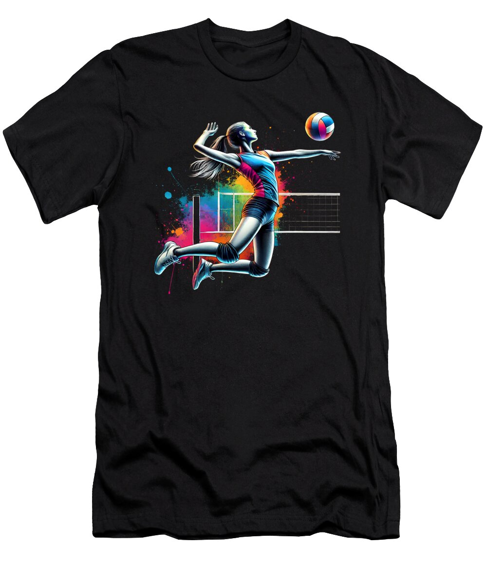 Colorful Volleyball Player Girls Job T-Shirt
