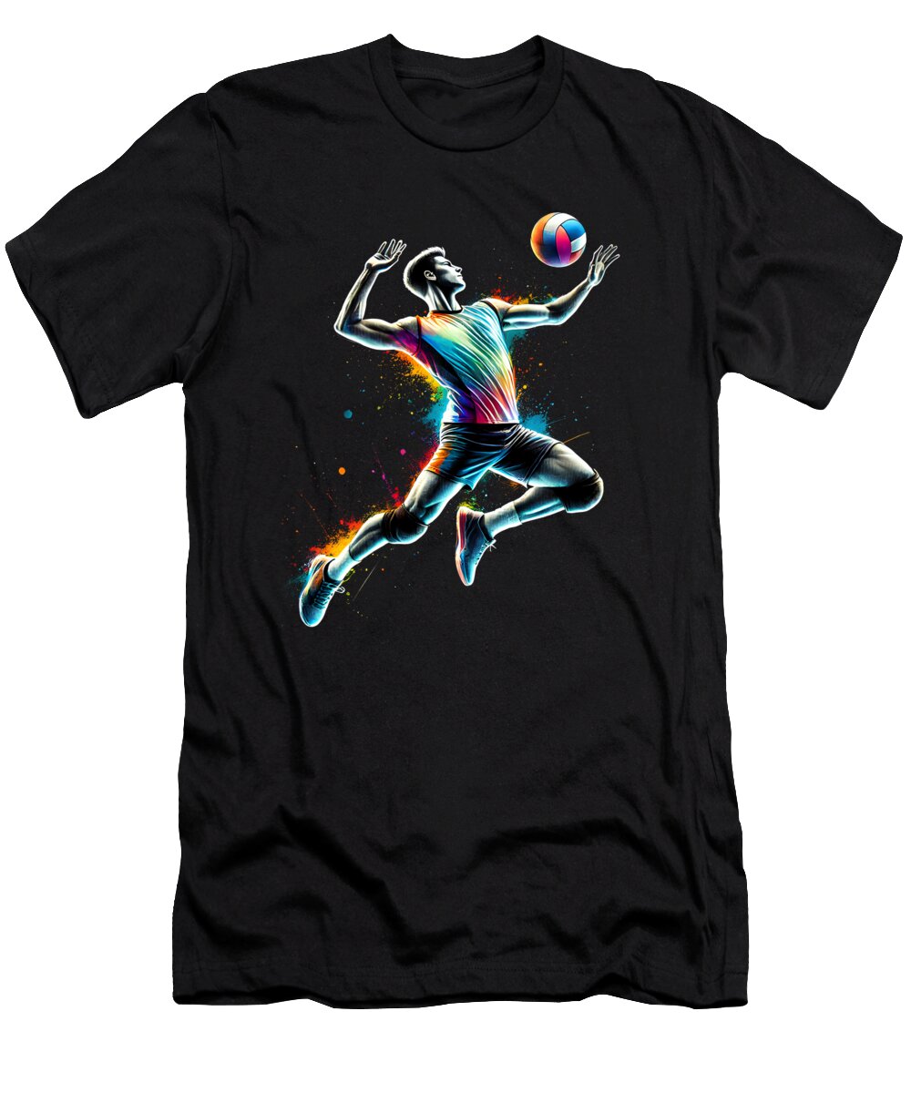 Colorful Volleyball Player Men Job T-Shirt