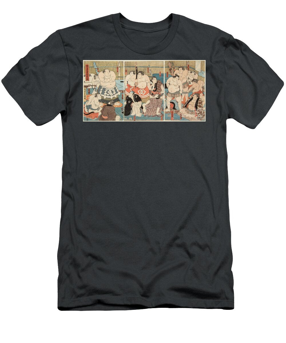 Combat of Sumo Shitaky Beya and Hidenoyama Wrestlers 1850 Utagawa Kunisada T-Shirt
