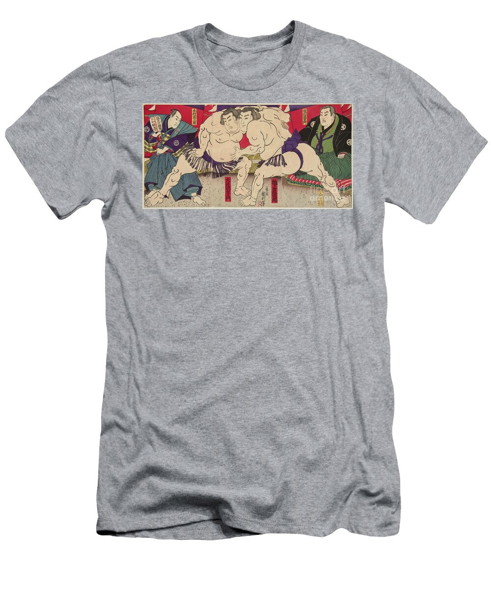 Combat of the Wrestlers of Sumo Umegatani Rodachi and Kimura Shonosuke C 1885 Utagawa Kunitoshi T-Shirt