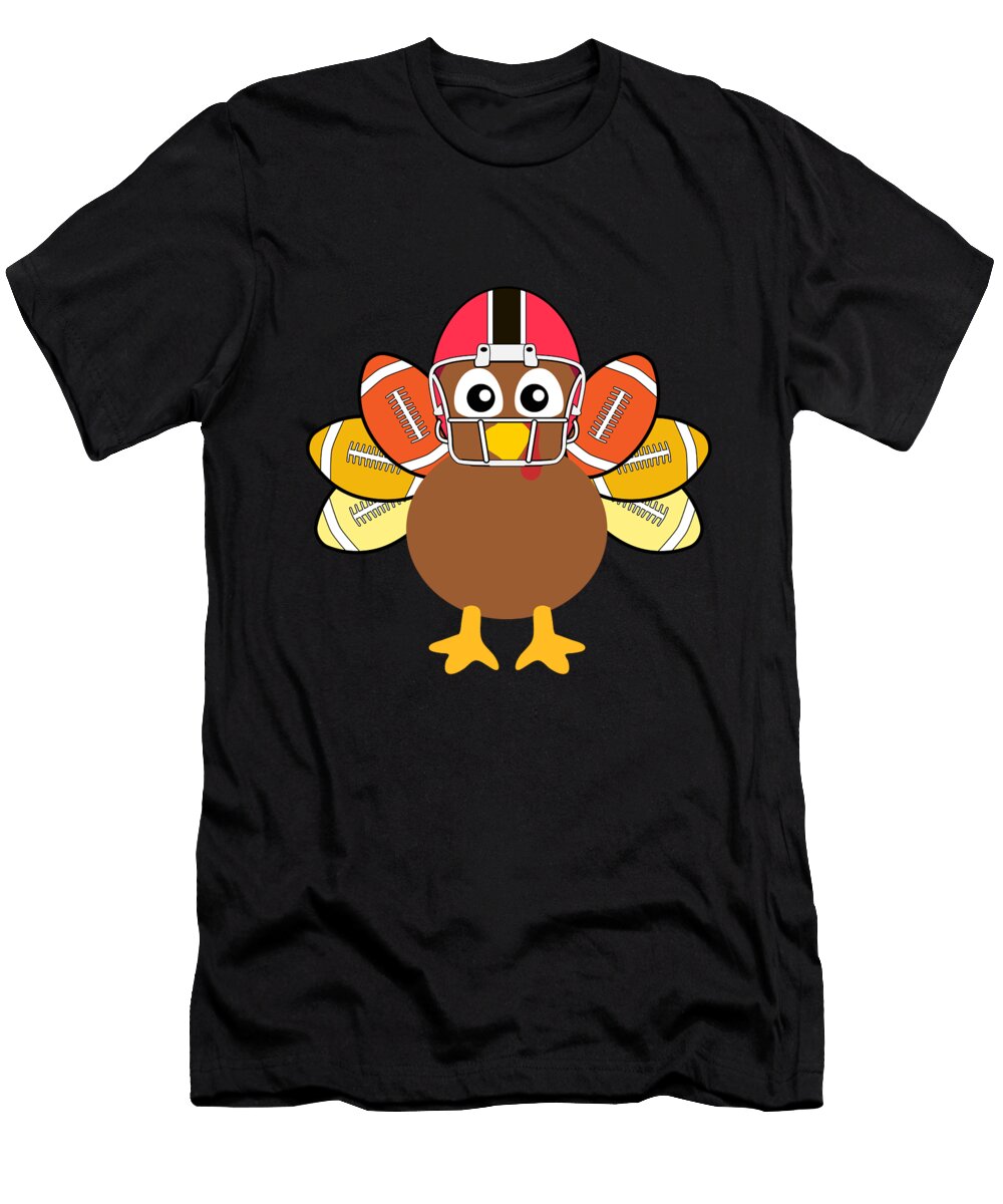 Cool Thanksgiving Football Gobble Player Turkey Wearing Helmet Sports Rugby American Football Lover Gift for Boys Kids Sifou Store T-Shirt