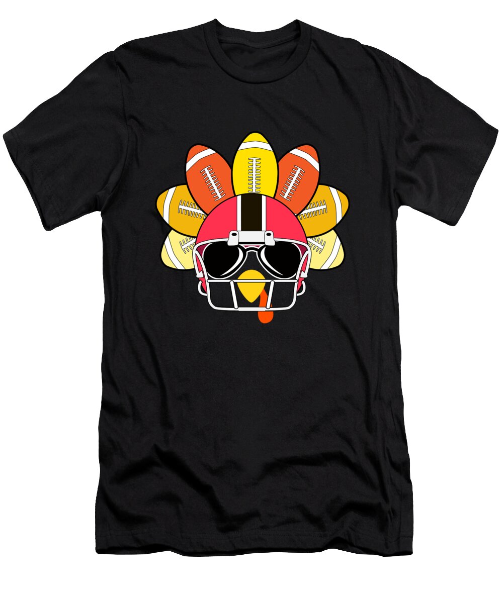 Cool Thanksgiving Football Gobble Player Turkey Wearing Sunglasses Helmet Sports Rugby American Football Lover Gift for Boys Kids Sifou Store T-Shirt