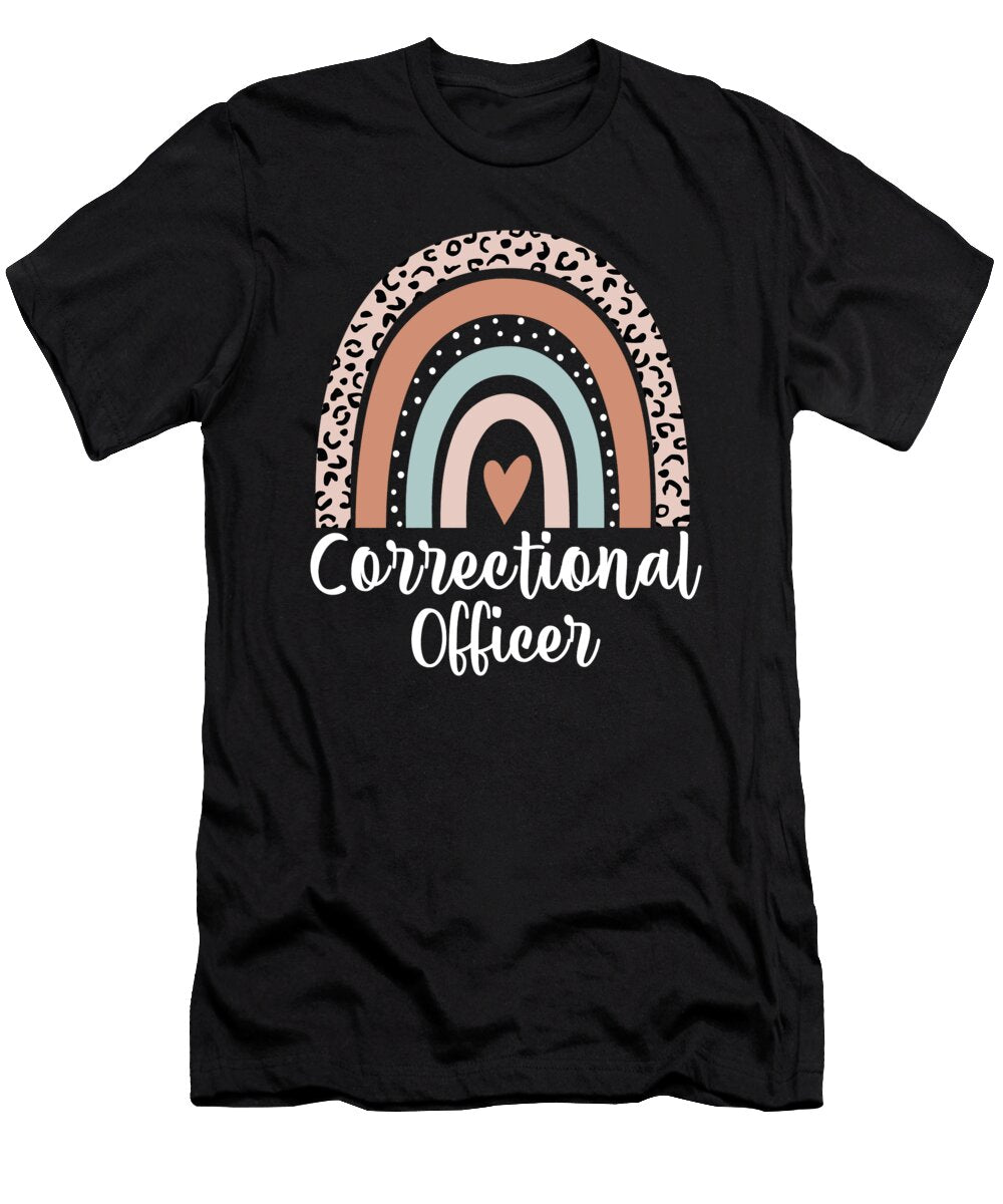 Correctional Officer Rainbow Leopard Heart Appreciation Jensen Cena T-Shirt