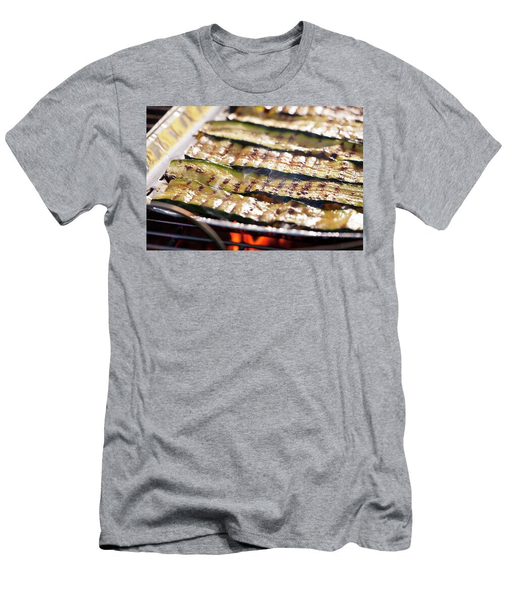 Courgette Strips in an Aluminium Tray on a Barbecue Studio Lipov T-Shirt