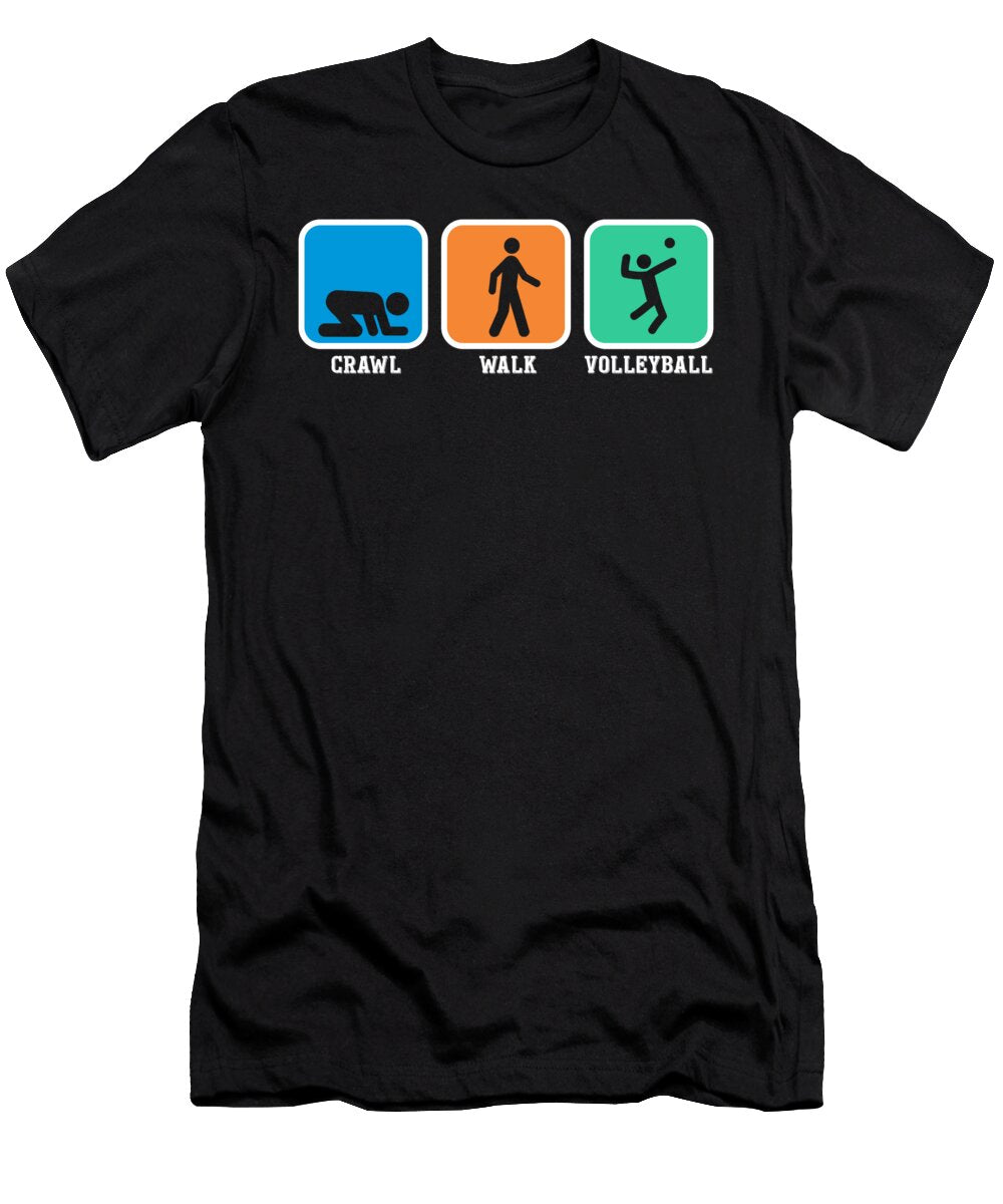 Crawl Walk Volleyball Funny Vball Gift Orange Pieces T-Shirt