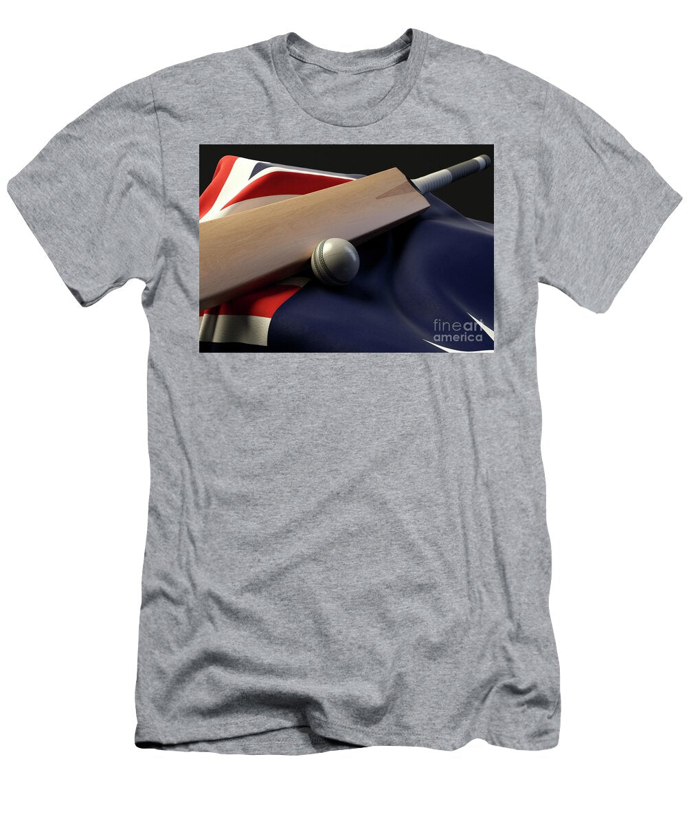 Cricket Ball Bat and Australia Flag Allan Swart T-Shirt