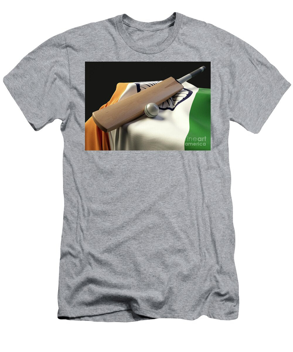 Cricket Ball Bat and India Flag Allan Swart T-Shirt