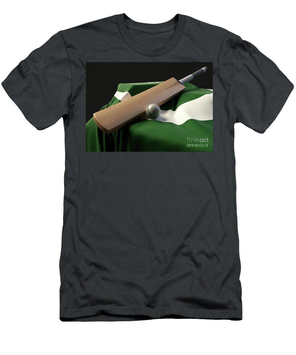 Cricket Ball Bat and Pakistan Flag Allan Swart T-Shirt