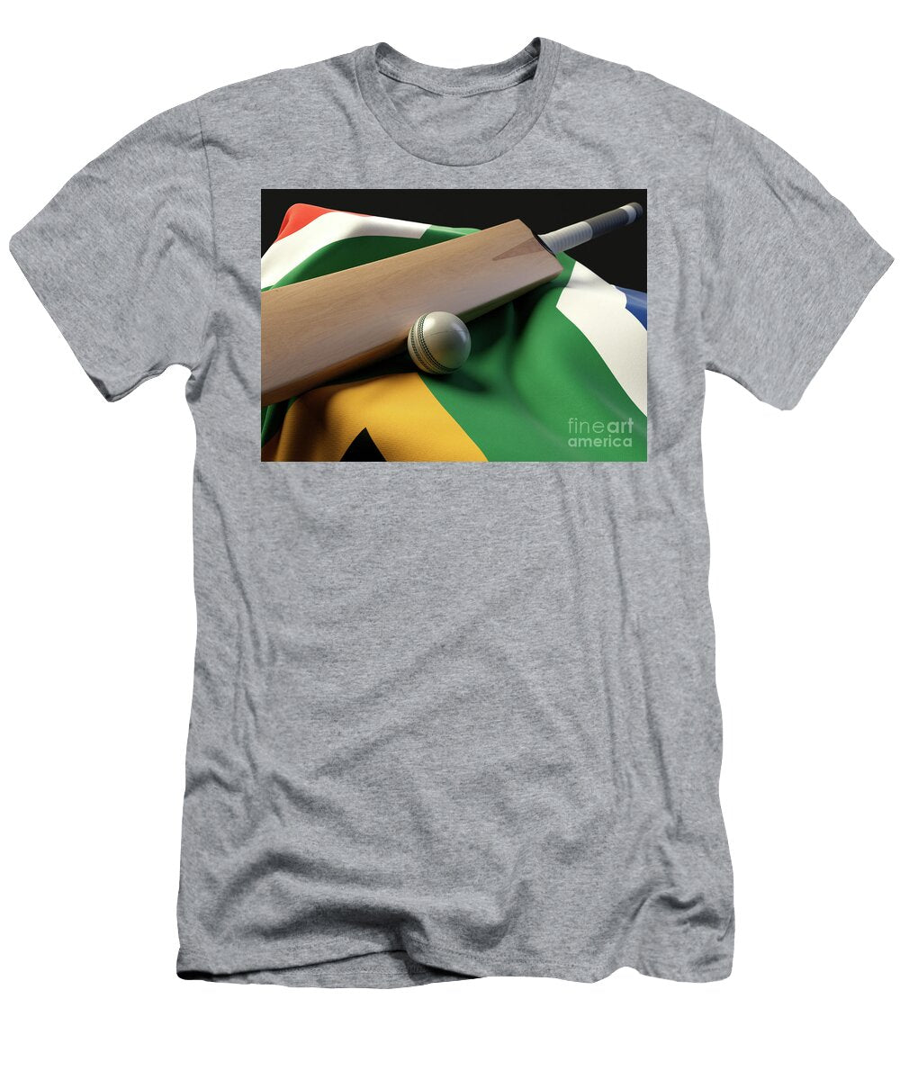 Cricket Ball Bat and South Africa Flag Allan Swart T-Shirt