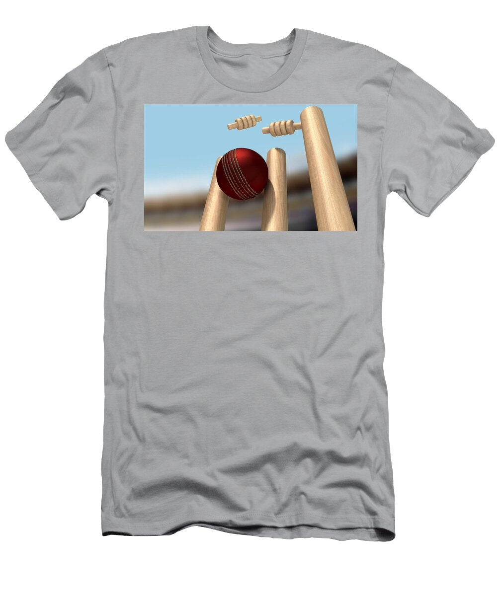 Cricket Ball Hitting Wickets Allan Swart T-Shirt