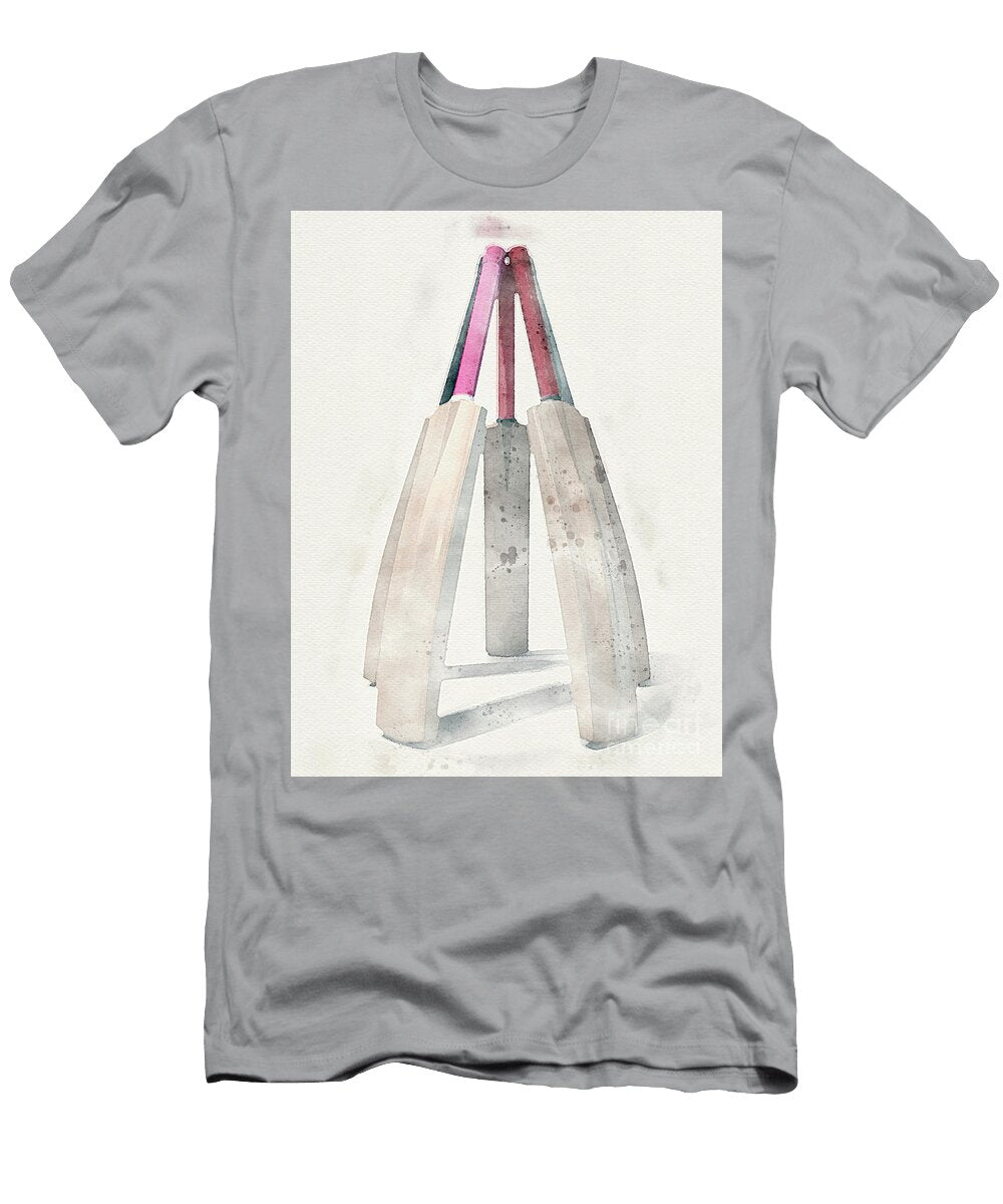 Cricket Bat Circle Watercolor Allan Swart T-Shirt