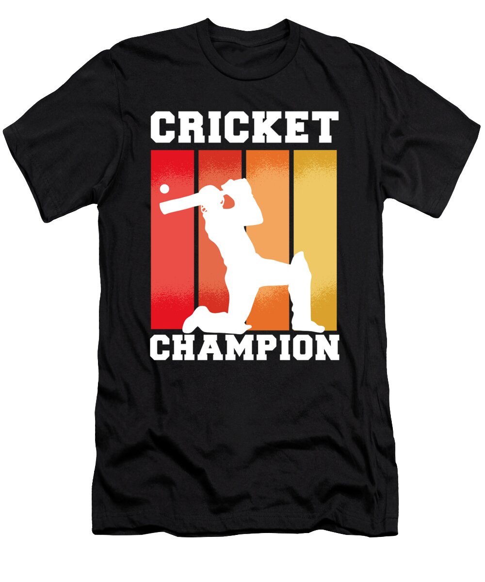 Cricket Champion Retro Sunset Player Licensed Art T-Shirt