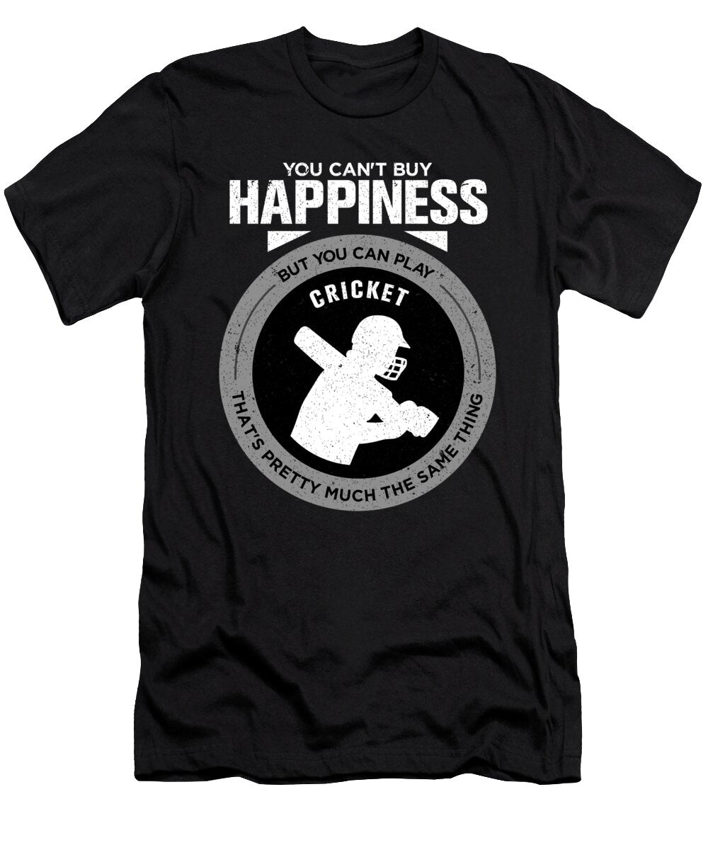 Cricket Gift You Cant Buy Happiness But You Can Play Cricket Thats Pretty Much the Same Thing Orange Pieces T-Shirt
