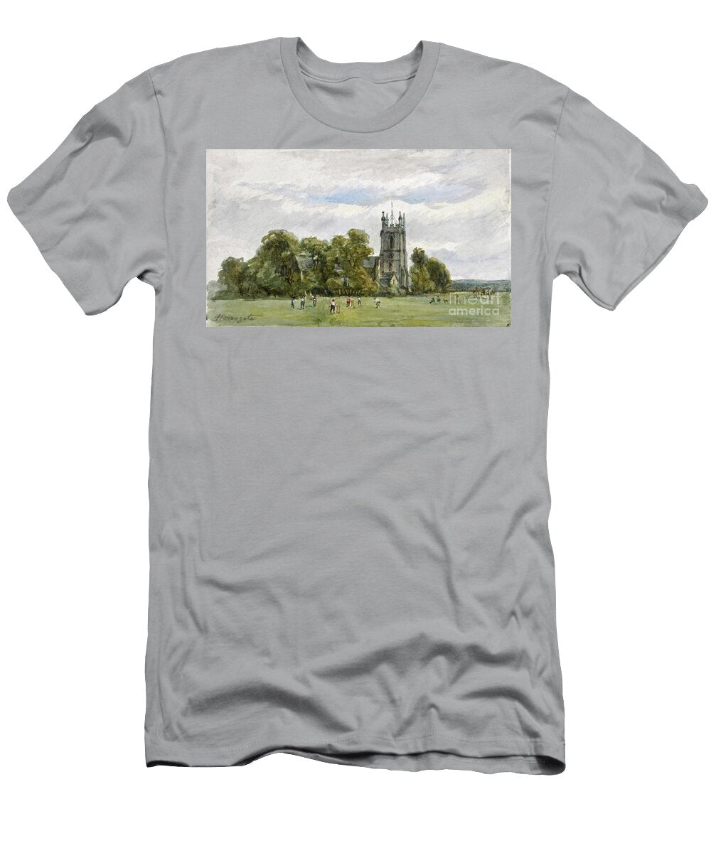 Cricket on the Stray in Front of Christ Church High Harrogate Watercolor Arthur J Stark T-Shirt