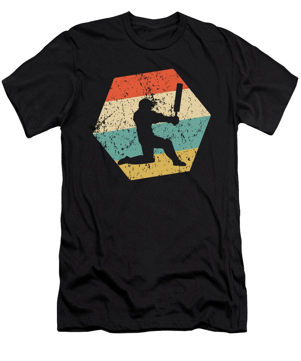Cricket Player Retro Distressed Hexagon Cricket Batsman Kevin Garbes T-Shirt