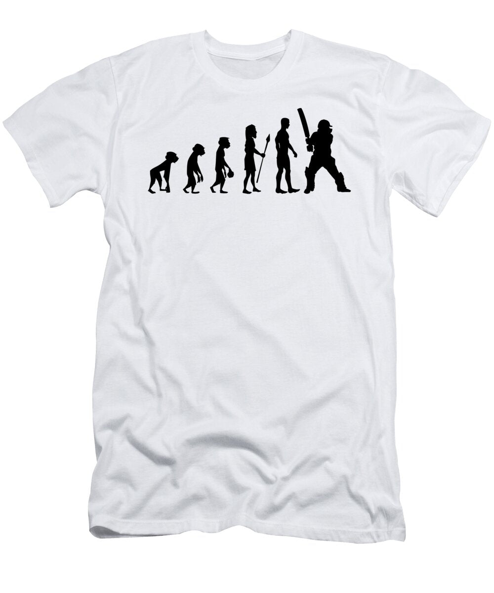 Cricket Funny Retro Evolution of Humans Novelty Graphic Sports Gifts for Him Orange Pieces T-Shirt