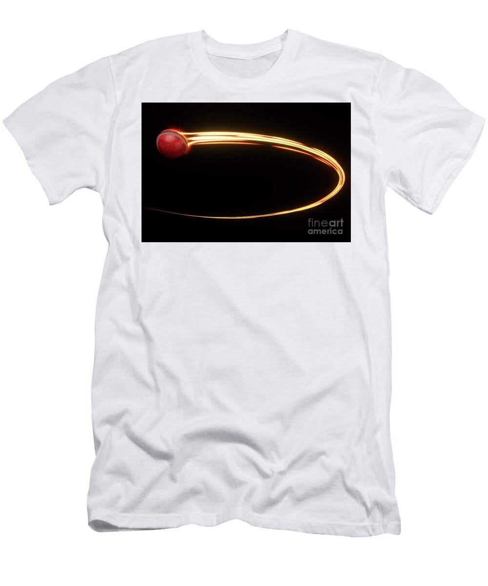 Cricket Sports Ball Light Trail Allan Swart T-Shirt