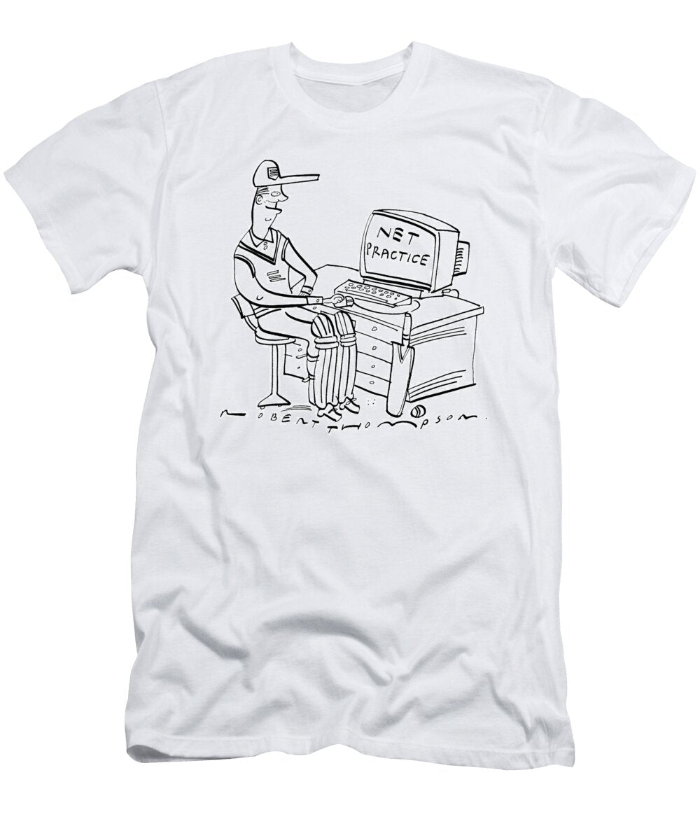 Cricketer At Computer Net Practice Robert Thompson T-Shirt