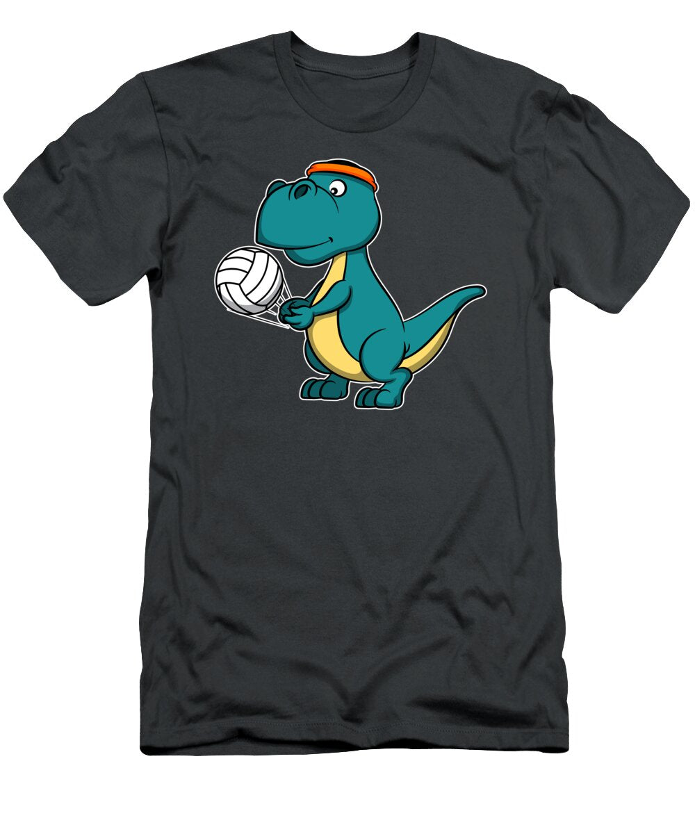 Cute Dinosaur Volleyball Christmas Gift Birthday Tom Schiesswald T-Shirt