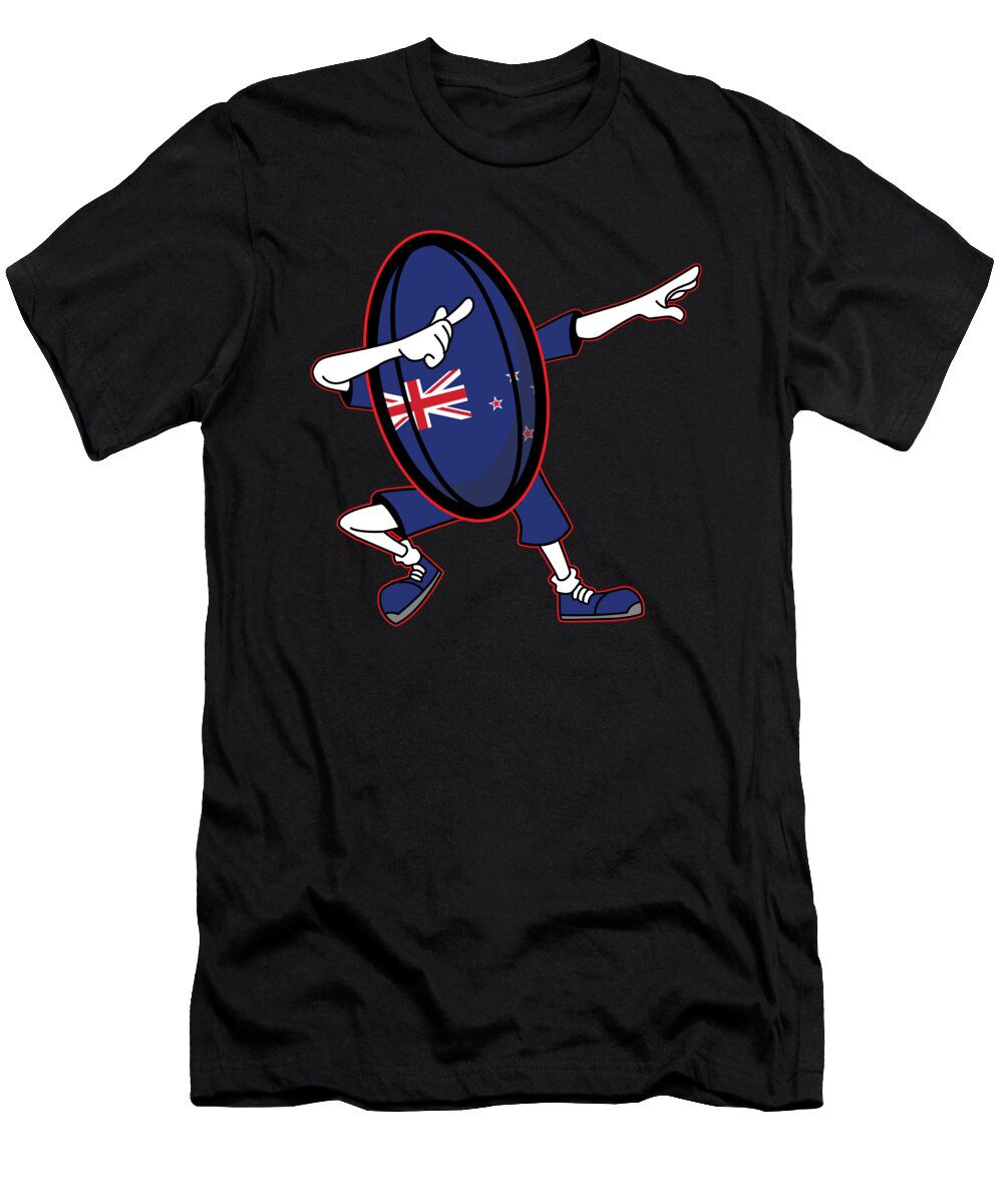 Dabbing New Zealand Rugby Ball 2019 Fans Kit for Kiwi Supporters Players Coaches and Rugger Football Lovers Martin Hicks T-Shirt