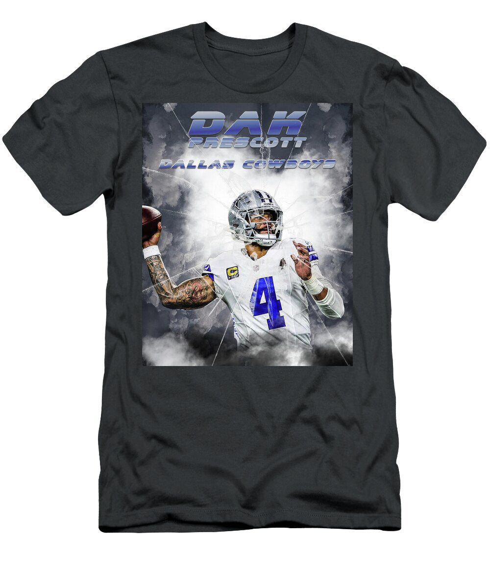 Dak Prescott in Action Kevin Walker and Pixel Reverie T-Shirt