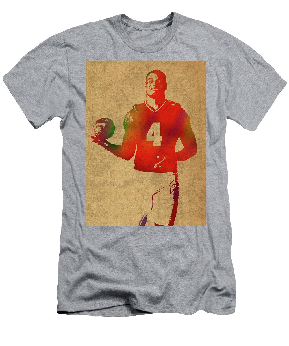 Dak Prescott NFL Dallas Cowboys Quarterback Watercolor Portrait Design Turnpike T-Shirt