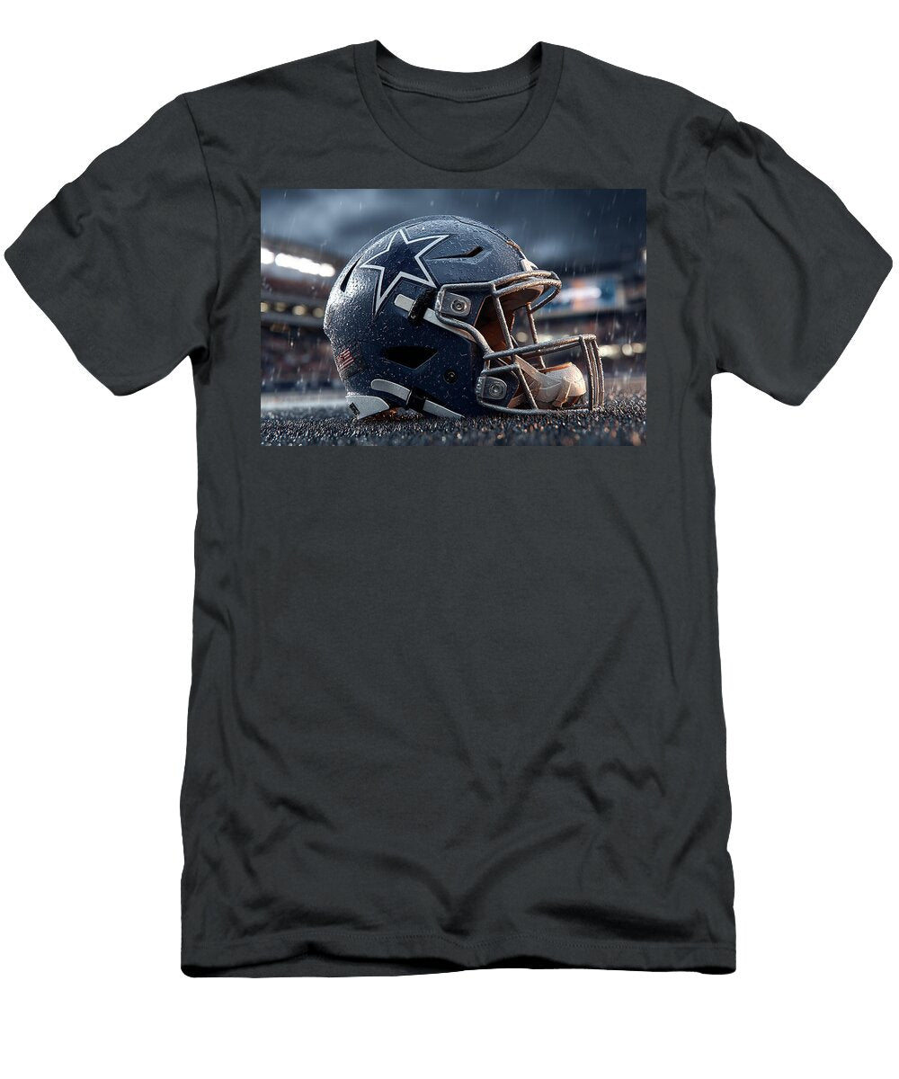 Dallas Coboys Helmet in Rain Kevin Walker and Pixel Reverie T-Shirt