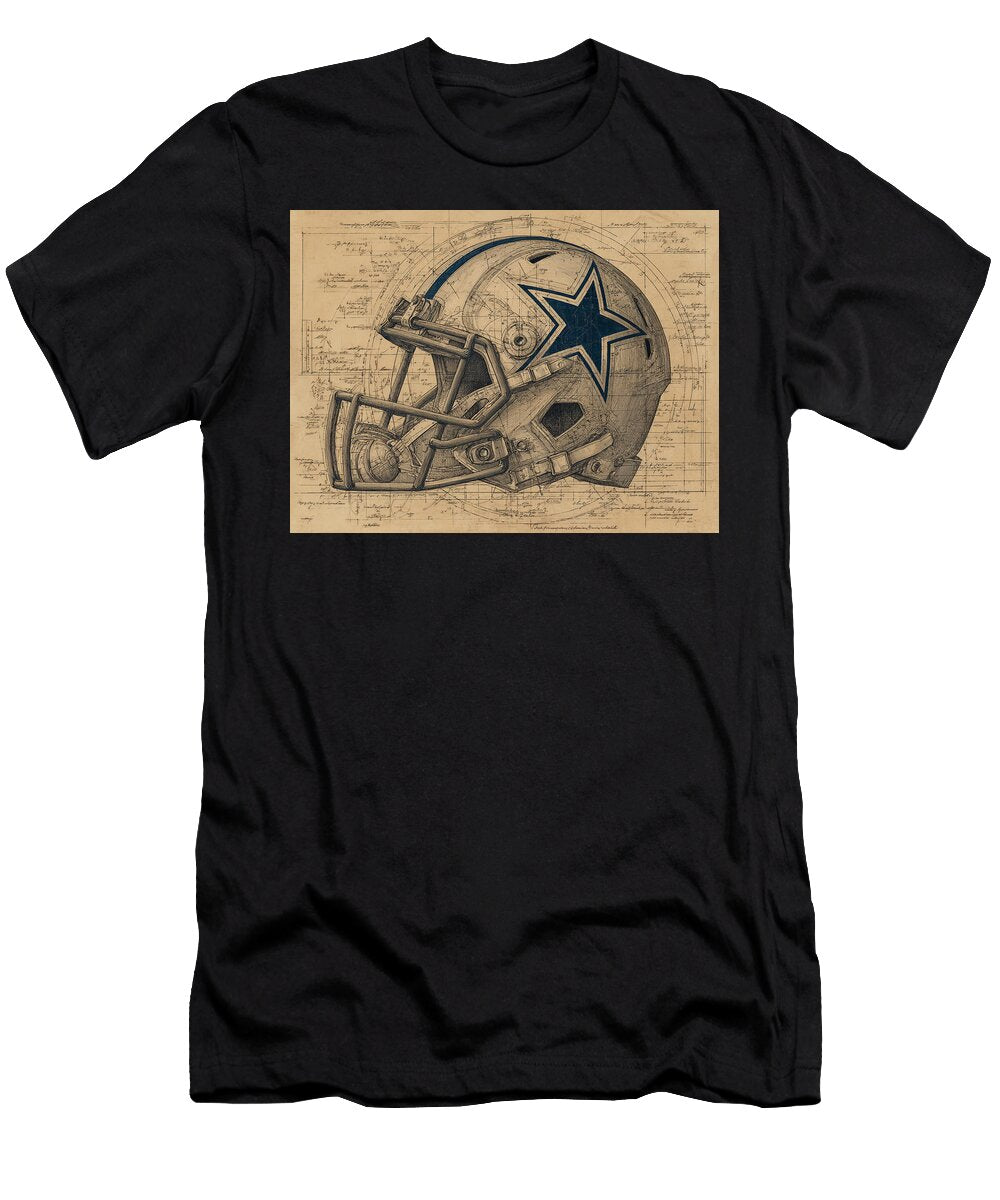 Dallas Cowboys Football Helmet Design Kevin Walker and Pixel Reverie T-Shirt