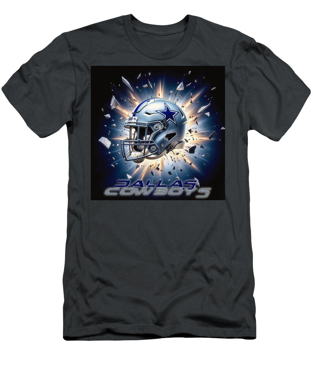 Dallas Cowboys Helmet Explosion Kevin Walker and Pixel Reverie T-Shirt