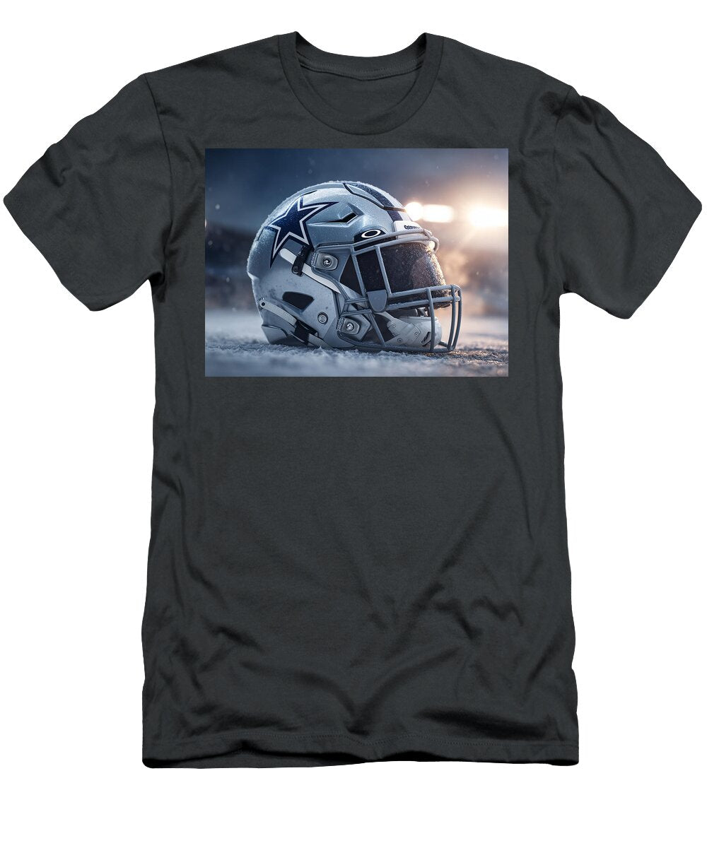 Dallas Cowboys Helmet in Snow Kevin Walker and Pixel Reverie T-Shirt