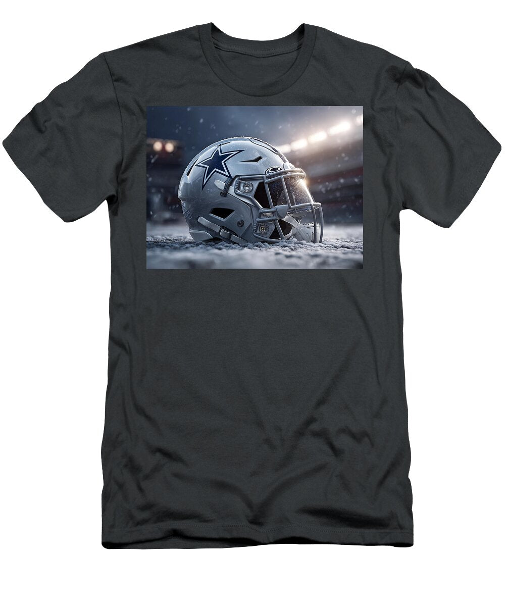 Dallas Cowboys Helmet Under Stadium Lights Kevin Walker and Pixel Reverie T-Shirt
